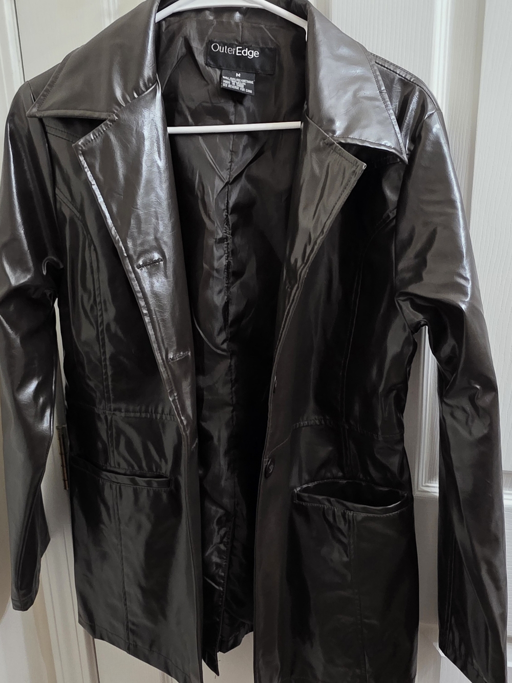 Outer Edge Brown Faux Leather Coat